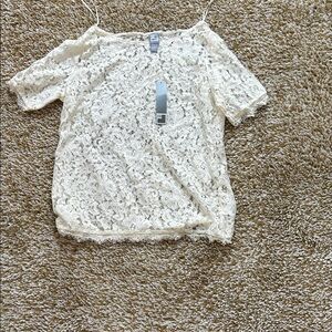 JCPenney Lace Off-Shoulder Blouse - White